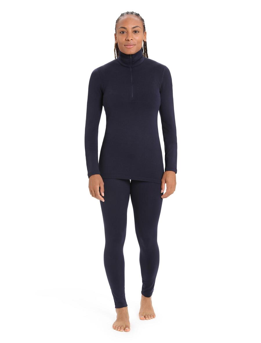 Base Layers Icebreaker Merino 260 Tech Long Sleeve Half Zip Thermal Top Damskie Granatowe | PL 1033VRWD